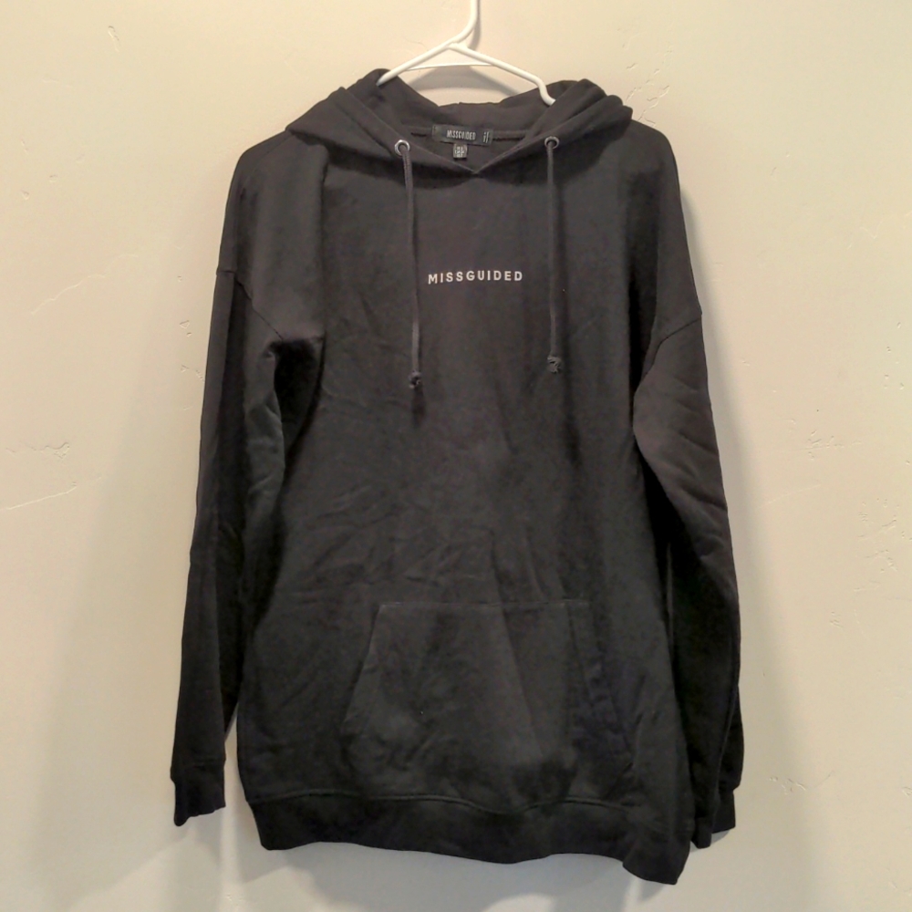 Oversized Black Missguided Hoodie, size US 2 (XS)